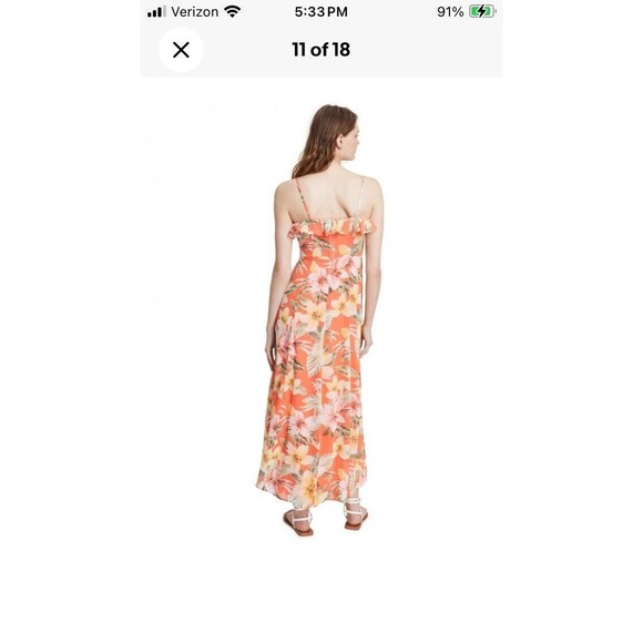 Bar III Women's Orange Yellow Green Dress Floral Ruffle Sleeveless Size XS New - Picture 12 of 12